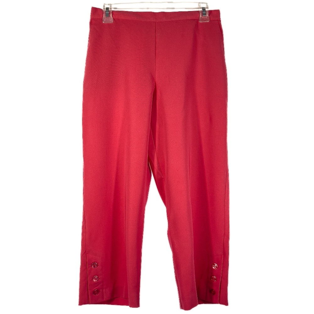 Pink Women’s Elastic Back Waist Side Pocket Pant with Buttons at Bottom